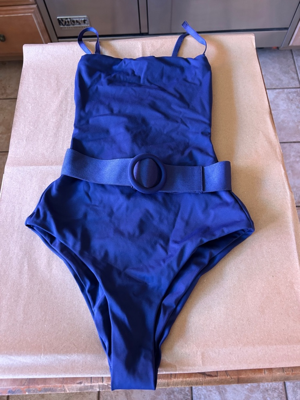 SKIMS Royal Blue One-Piece Swimsuit with Belt